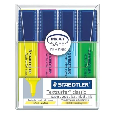 Image of STAEDTLER 364 WP4 Textsurfer Classic Highlighter Assorted Colours (Pack of 4)