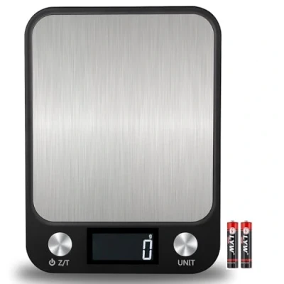 Image of Digital Kitchen Scales, Food Weighing Scales with LCD Display, Stainless Steel Platform Precision Weight 1g / 10kg Scale for Baking and Cooking, 2 AAA Batteries