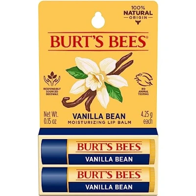 Image of Burt&#039;s Bees Vanilla Bean Moisturizing Lip Balm, 2 x 0.15 oz