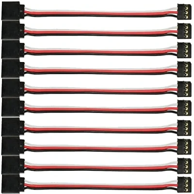 Image of 10 pcs 11.8in JR Male to Female Plug Connector Servo Extension Cord Lead Cable Wire, 3 Pin for Futaba (JR 30 cm)