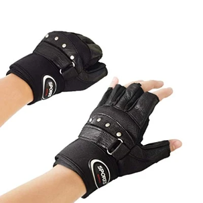 Image of WITERY Fingerless Gloves for Men Winter Cycling Touch Screen Warm Leather Anti slip Driving Working