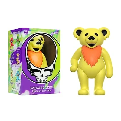 Image of Super7 Grateful Dead Dancing Bear Glow (Electric Yellow) 3.75 in Scale Reaction Figure