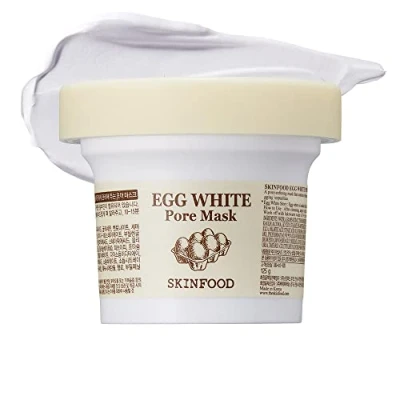 Image of SKINFOOD Egg White Pore Mask 3.52 oz. (100g) Refining Wash Off Mask, Tightens Pores, Removes Blackheads and Dead Skin Cells, Smooth Soft Exfoliating Face Masks