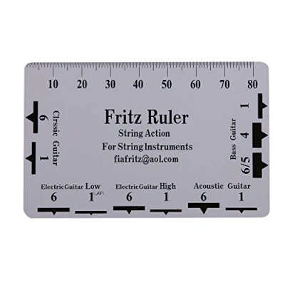 Image of Guitar String Action Gauge Ruler, 2Pcs Double Sided Fingerboard Fretboard Measuring Tool with Clean Print for Bass