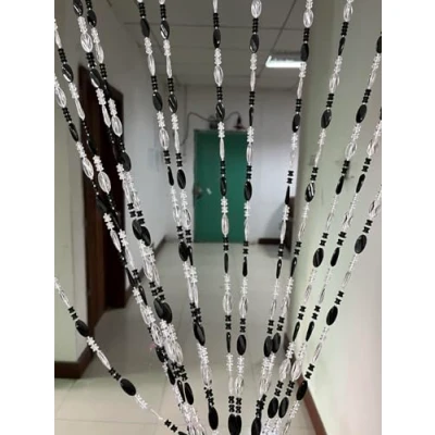 Image of ZiDeTang Acrylic Beaded Door Curtain Décor Tassel Room Divider (Black, 100cm by 195cm)