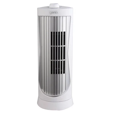 Image of Igenix DF0020WH Mini Tower Fan, 12 Inch, 2 Speed, Oscillating, Quiet Operation, Easy Hold Carry Handle, Ideal for Desks or Bedside Tables, Home Office Use, White
