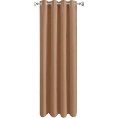 Image of Aspire Homeware Blackout Curtain for Living Room Eyelet Bedroom Door 84 inch Drop Ring Top Single Thermal Beige with Matching Tieback, 1 Panel