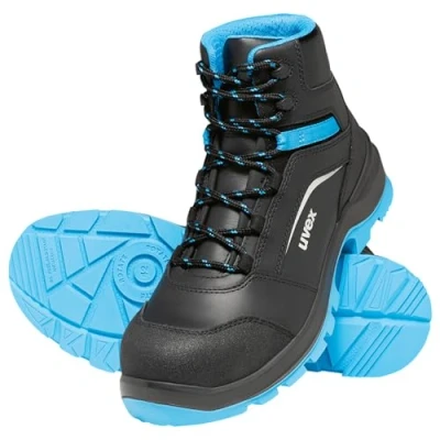 Image of Uvex 2 Xenova S3 Leather Work Boots for Men Blue Size: 9.5 UK