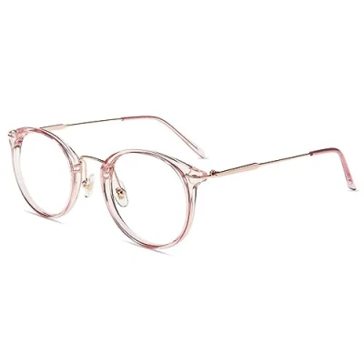 Image of Firmoo Blue Light Blocking Glasses Large Pink for Women, Filter Computer Anti Glare Fatigue, UV Protection Round