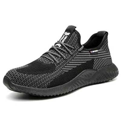 Image of Safety Shoes Trainers Mens Women Lightweight Breathable Work Steel Toe Caps Sneakers Black a