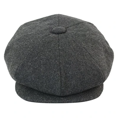 Image of TruClothing Mens Tweed Newsboy Cap Baker Boy Flat Grandad Hat 8 Panel Plain Charcoal S