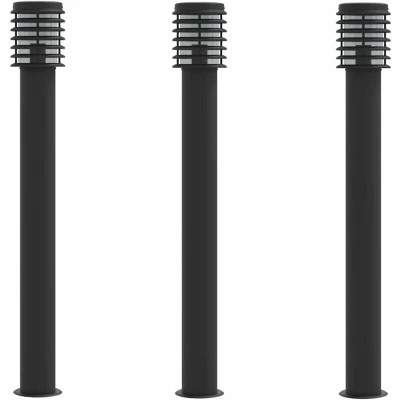 Image of vidaXL Outdoor Floor Lamps 3pcs Black 110cm Stainless Steel