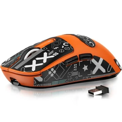 Image of ATTACK SHARK X3 49g SUPERLIGHT Mouse with Tape, PixArt PAW3395 Gaming Sensor, BT/2.4G Wireless/Wired Mouse, 6 Adjustable DPI 26000, 200 Hrs Battery, Office Mice for Win11/Xbox/PS/Mac (Orange)