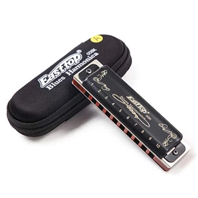 Image of Blues Harmonica Mouth Organ 10 Holes 20 Tones 008k With Black Shell, Diatonic in Db Tune, For Children, Beginners, Adults, Professionals and Students (Db Tune)
