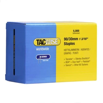 Image of Tacwise 0309 Type 90 / 30 mm Galvanised Narrow Crown Staples, Pack of 5000