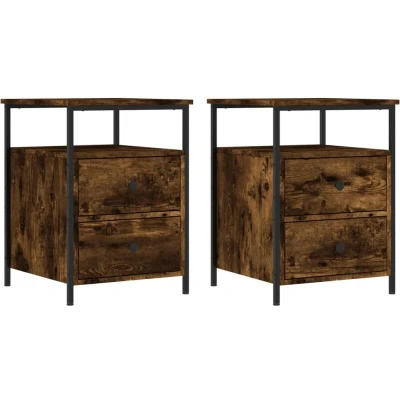 Image of vidaXL Bedside Cabinets 2 pcs Smoked Oak 44x45x60 cm Engineered Wood