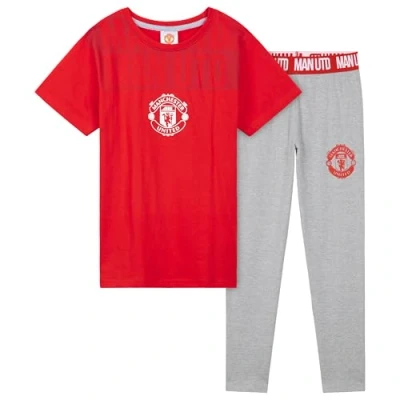 Image of Manchester United F.C. Boys Pyjamas Set, Comfy 2 Piece Nightwear Gifts (Red/Grey, 11 12 Years)