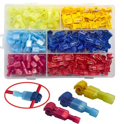 Image of Yosawo 200 Pieces T Tap Connectors Terminals Wire Splice Connectors，Quick Electrical Self Stripping and Nylon Fully Insulated Male Spade Disconnects Kit