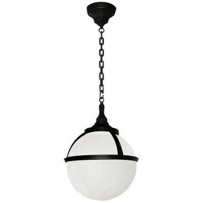 Image of Glenbeigh 1 Light Outdoor Globe Ceiling Chain Lantern Black IP44, E27