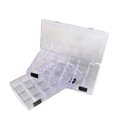 Image of SHC Web 2 x Clear 18 Compartment Storage Box Plastic Organiser Case for Beads/Jewellery/Craft/Embroidery/Gaming/Small Parts Fixed Dividers