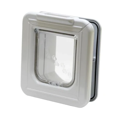 Image of Cat Mate Elite Microchip Flap with Digital Timer &amp; LCD Display, Easy Installation in UPVC Doors, Glass, and Wooden Doors White