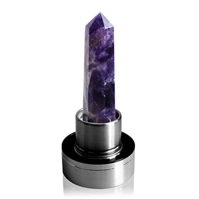 Image of Tyuodna Crystal Water Bottle, Removable Natural Quartz Glass Healing Portable Proof Leak Gemstone Bottle 550ml (Amethyst)