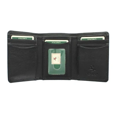 Image of VISCONTI Heritage Collection Compton Leather Tri Fold Wallet RFID Blocking HT18 Black