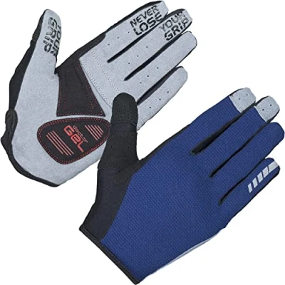 Image of GripGrab Shark Padded Full Finger Summer Cycling Gloves Long Gel Cushioned Off Road Mountain Gravel Bike Glove
