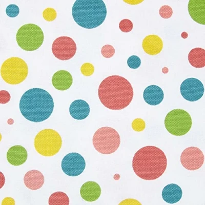 Image of HOMESCAPES 100% Cotton Blue, Pink &amp; Yellow Polka Dot Furnishing Fabric 150cm Wide Thick Yarn Dyed Woven for Curtains Cushions Soft Furnishings Upholstery, Per Metre