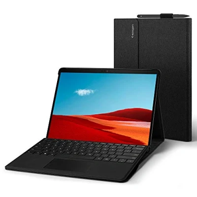 Image of Spigen Stand Folio Compatible with Microsoft Surface Pro X 13 Inch Case (2021/2020/2019) Black