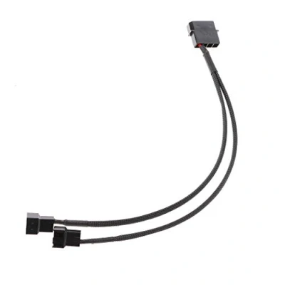 Image of MEIBAOGE 4 Pin Molex Male To 2x 3 Pin/4 PWM Sleeved Fan Extension Adapter Cable,Adapter Cable Black
