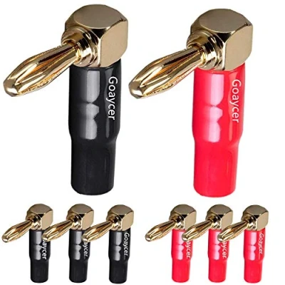 Image of Goaycer 90 Degree Banana Plugs 24K Gold Plated 4mm Speaker Connector (8 Pack)