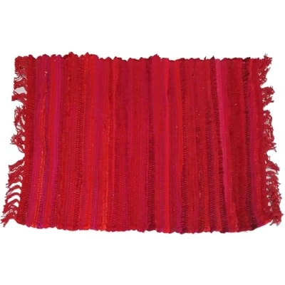 Image of RelianceUK Red Colour Chindi Rugs Handmade, Reversible, 100% Recycled Cotton, Washable Rag Rug Area Rug, Runners Mat, Door Mat and Floor Mats (Red, 90 x 150 CM)