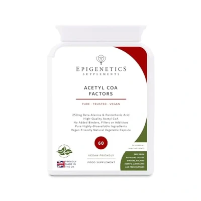 Image of Acetyl CoA Factors Beta Alanine Amino Acid 250mg + Vitamin B5 Pantothenic 60 Vegan Capsules UK Made 1 Capsule Daily (2 Month Supply)