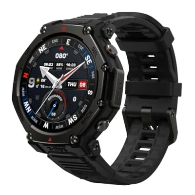 Image of Amazfit T Rex 3 Pro Outdoor Smart Watch 48mm Sapphire AMOLED Display, Ti Bezel, Dual Band GPS, Offline Maps, 25 Days Battery, Built in Flashlight, 10 ATM, 180+ Sports Mode for Android &amp; iPhone, Black