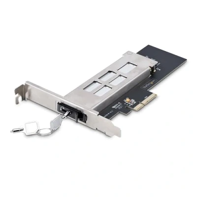Image of StarTech.com M.2 NVMe SSD to PCIE x4 Mobile Rack/Backplane with REMOVABLE Tray for PCI Express Expansion Slot, Tool less Installation, 4.0/3.0 Hot Swap Drive Bay, Key Lock (M2 N1
