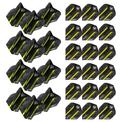 Image of WINMAU Prism Alpha Black &amp; Green Hexagon Extra Thick dart flights 10 sets per pack (30 in total)