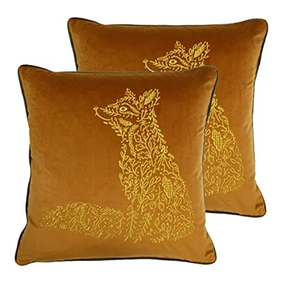 Image of furn. Forest Fauna Twin Pack Polyester Filled Cushions, Rust/Mink, 50 x 50cm