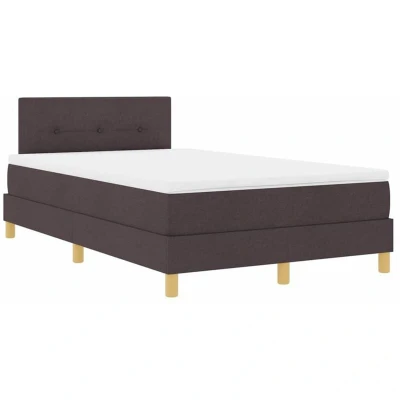 Image of vidaXL Box Spring Bed with Mattress &amp; LED Dark Brown 120x200 cm Fabric