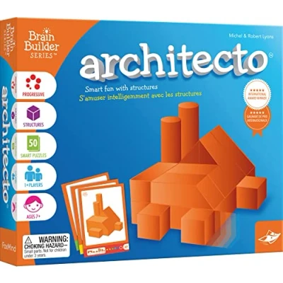 Image of Asmodee FoxMind Architecto 3D Puzzle Logic Game Age: 7+ 1 Player Time: 10min, FOXARCH02FR, Orange