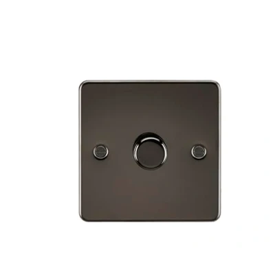 Image of KnightsBridge 1G 2 way 10 200W (5 150W LED) Intelligent Flat Plate Dimmer Gunmetal
