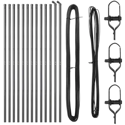 Image of vidaXL Fence Posts 13 pcs Grey Ø32 mm 150 cm Galvanised Steel