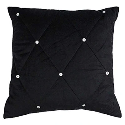 Image of Riva Paoletti New Feather Filled Cushion Diamante Crystal Sequins Quilted Geometric Design Hidden Zip Closure 100% Polyester 45 x 45cm (18&quot; 18&quot; inches), Polyester, Black,