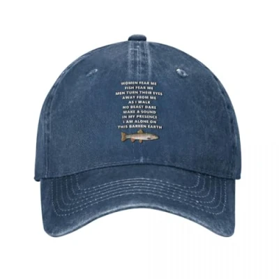 Image of GerRit Baseball Cap Hip hop Sun Hat Women Fear Me Fish Fashion Distressed Cotton Headwear Unisex Outdoor Workouts Hats Birthday Gift for Men