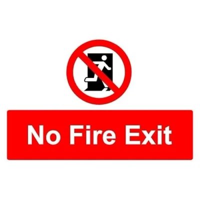 Image of No fire exit prohibition sign Self adhesive sticker (300mm x 200mm)