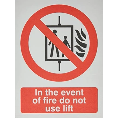 Image of Seco in The Event of Fire Do Not Use Lift Sign, 150mm x 200mm 1.5mm Brushed Aluminium Composite