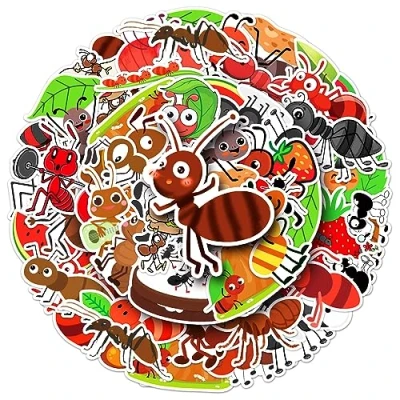 Image of 50Pcs Ant Stickers Laptop Car Scrapbook Phone Skateboard Suitcase Luggage Bike Vinyl Waterproof Aesthetic Personalised for Teens Boys Girls Adults Children