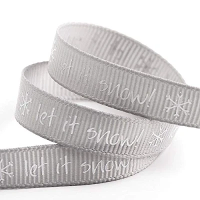 Image of Let it Snow Christmas Grosgrain Ribbon 9mm x 5M Silver
