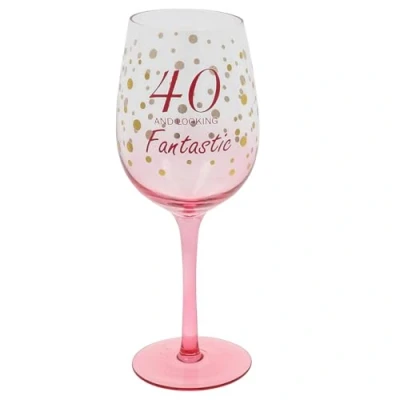 Image of Shudehill Giftware Gold Speckle Birthday Special Age Colourful Wine Glass 18th, 21st, 30th, 40th, 50th, 60th, 70th Gift (40)