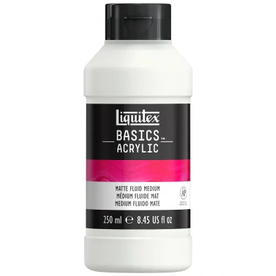 Image of Liquitex 1041005 Basics Acrylic Paint Liquid Matte Medium for Paints, Gives Colours a Surface and Reduces Shine, Makes More Transparent, 250 ml Bottle